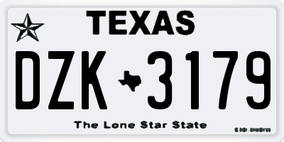 TX license plate DZK3179