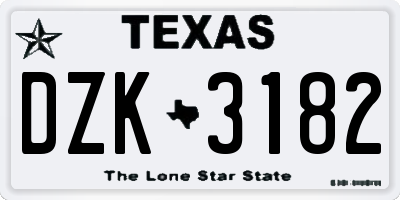 TX license plate DZK3182