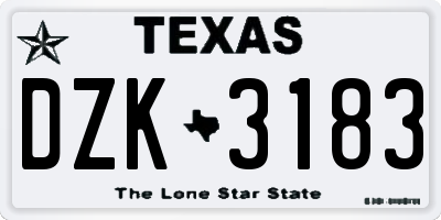 TX license plate DZK3183