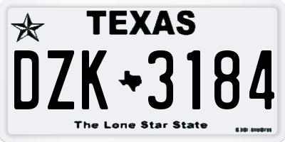 TX license plate DZK3184