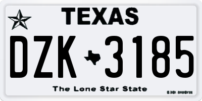 TX license plate DZK3185