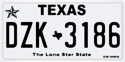 TX license plate DZK3186