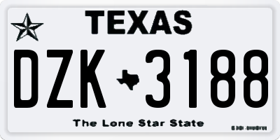TX license plate DZK3188
