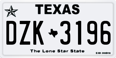 TX license plate DZK3196