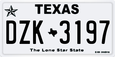 TX license plate DZK3197