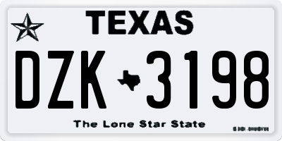 TX license plate DZK3198