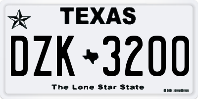 TX license plate DZK3200