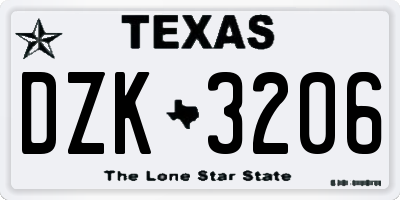 TX license plate DZK3206