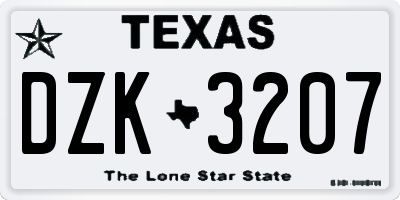TX license plate DZK3207
