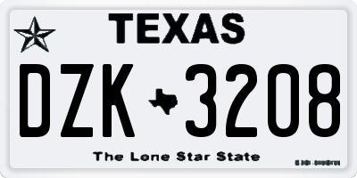 TX license plate DZK3208