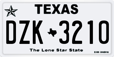 TX license plate DZK3210
