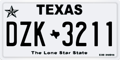 TX license plate DZK3211