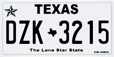 TX license plate DZK3215