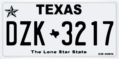 TX license plate DZK3217