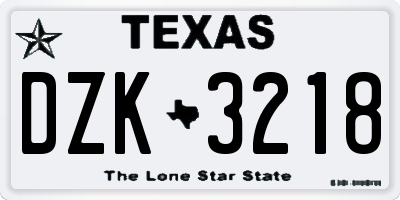 TX license plate DZK3218