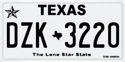 TX license plate DZK3220