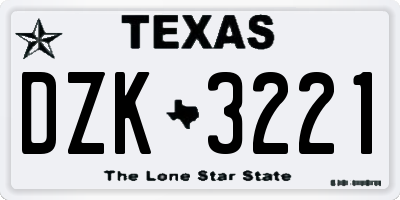 TX license plate DZK3221