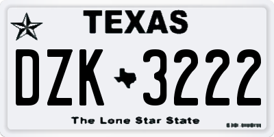 TX license plate DZK3222