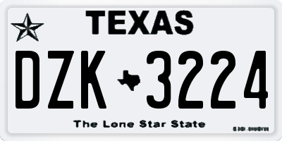 TX license plate DZK3224