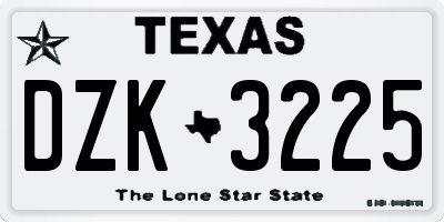 TX license plate DZK3225