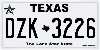 TX license plate DZK3226