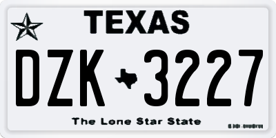 TX license plate DZK3227