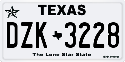 TX license plate DZK3228