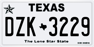TX license plate DZK3229