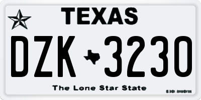 TX license plate DZK3230