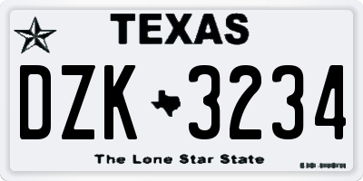 TX license plate DZK3234