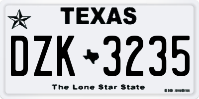 TX license plate DZK3235