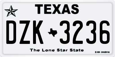 TX license plate DZK3236