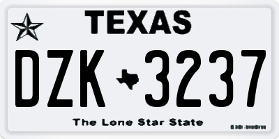 TX license plate DZK3237