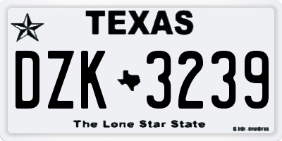 TX license plate DZK3239