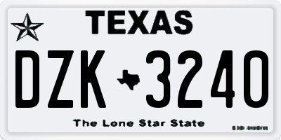 TX license plate DZK3240