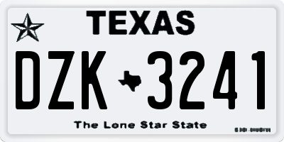 TX license plate DZK3241