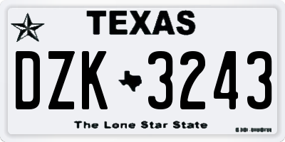 TX license plate DZK3243