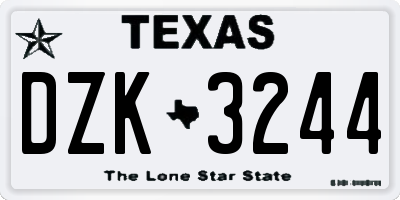 TX license plate DZK3244