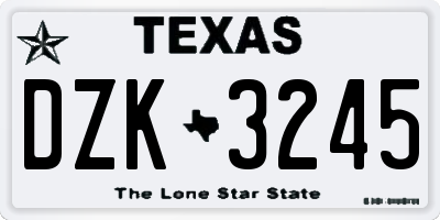 TX license plate DZK3245