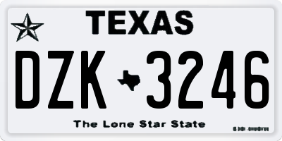 TX license plate DZK3246