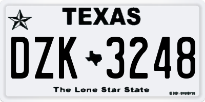 TX license plate DZK3248