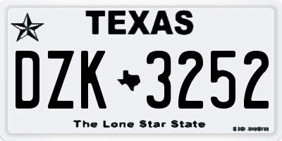 TX license plate DZK3252