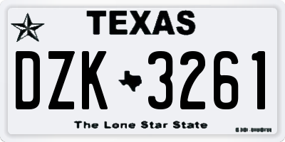 TX license plate DZK3261