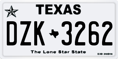 TX license plate DZK3262