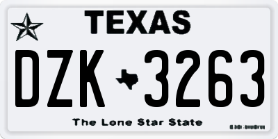 TX license plate DZK3263