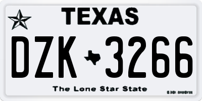 TX license plate DZK3266
