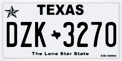 TX license plate DZK3270