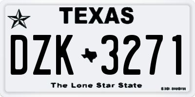 TX license plate DZK3271