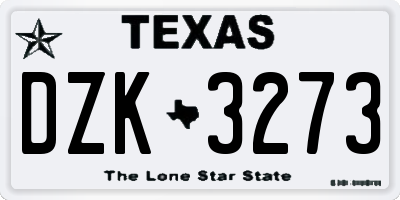 TX license plate DZK3273