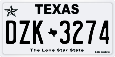 TX license plate DZK3274